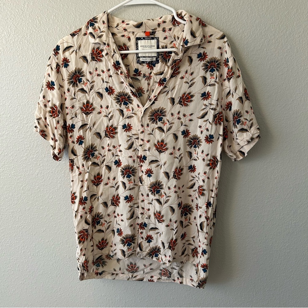 Denim & Flower Cream Floral Men's Shirt